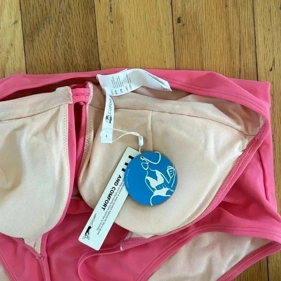 CUPSHE Women's One Piece Swimsuit Pink Deep-V Bathing Suit Sz L - Picture 4 of 8